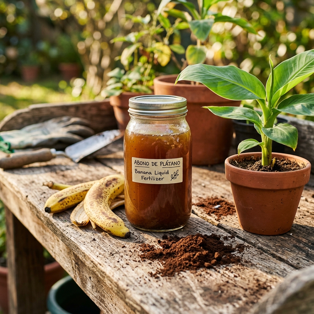 Abono Líquido de Piel de Plátano y Café