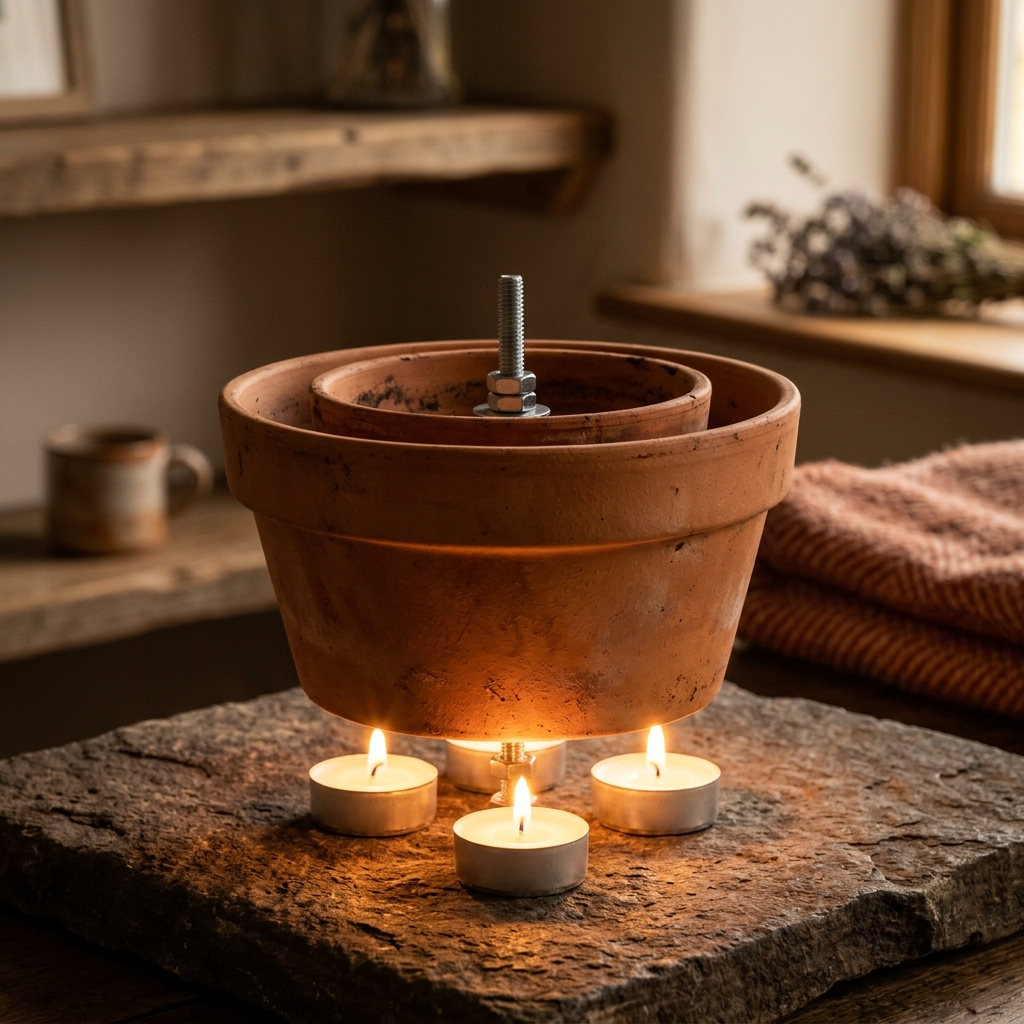 Estufa de Macetas de Arcilla y Velas