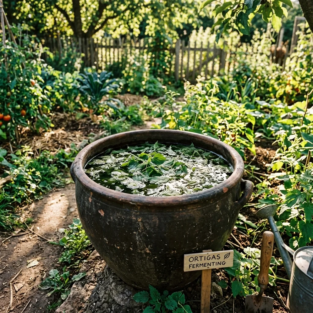Recette : Boue d'ortie fermentée (insecticide et engrais) - Apprenez à réaliser une bouillie fermentée à partir d'orties sauvages, le meilleur insecticide préventif écologique et activateur de défense des plantes de jardin.