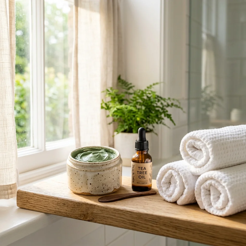 Recipe: Green Clay and Tea Tree Purifying Mask - Purifying green bentonite clay and tea tree oil facial treatment. Absorbs toxins, regulates hair oil and hydrates without additives.